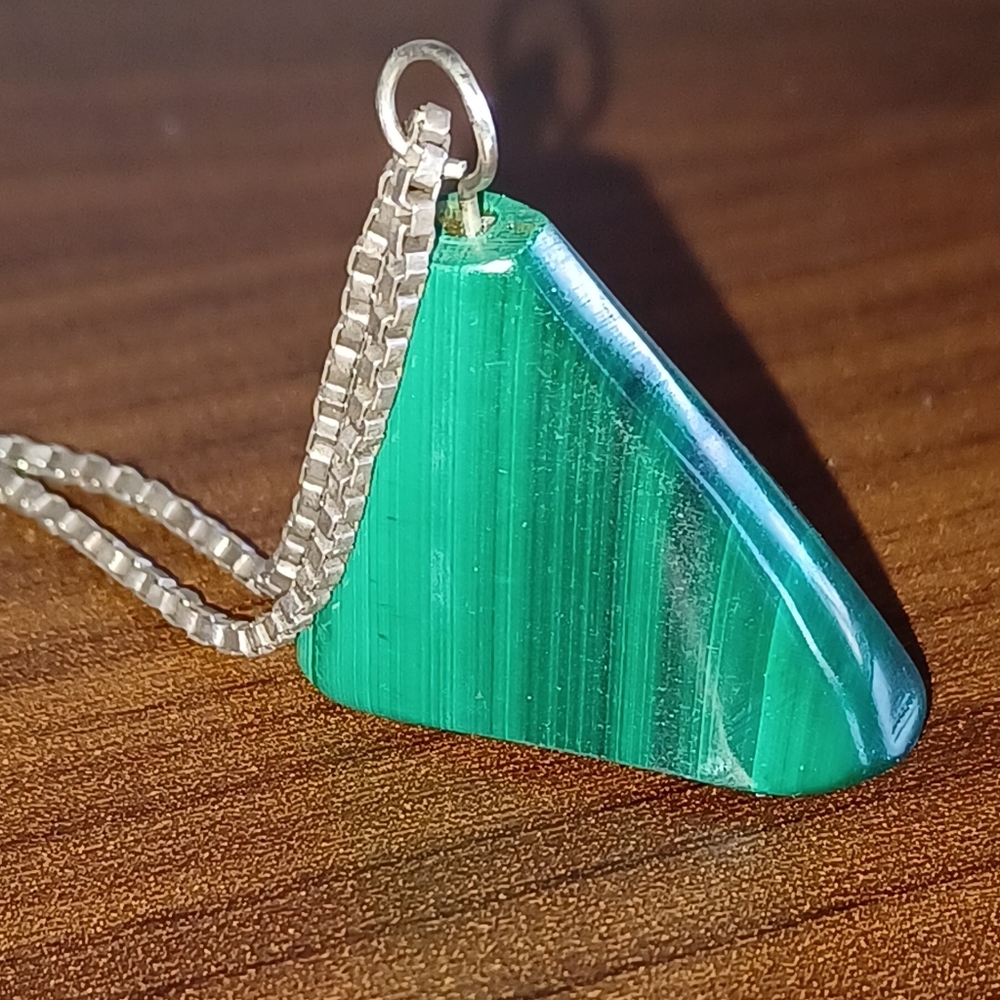 Malachite 925 Sterling Necklace + bracelet + necklace with pendant.